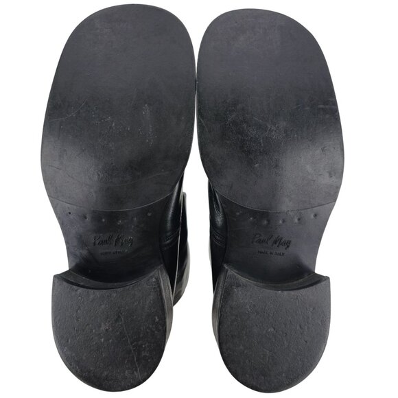 Vintage Paul May Italy Black Leather Chukka Ankle Boots Mens 9W Wide Tall Heels - Picture 4 of 11